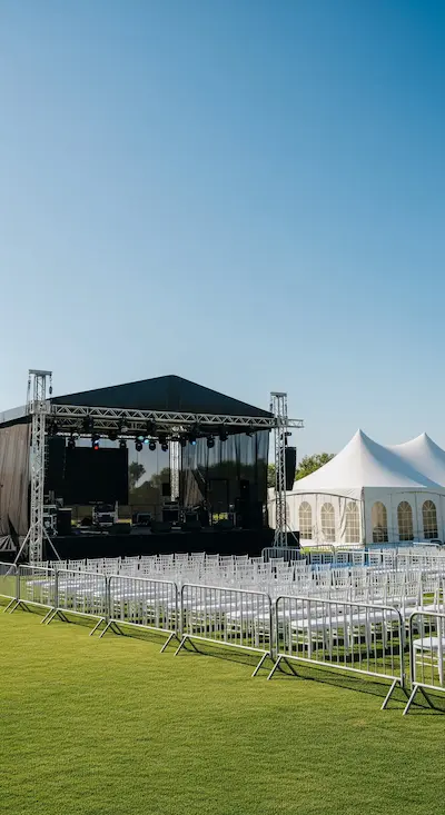 Evento elegante con carpas y decoración profesional